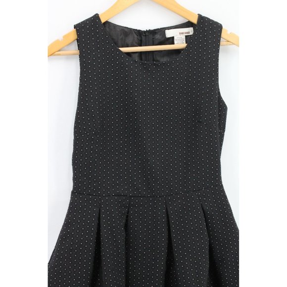 Sans Souci Fit & Flare Dress Womens Black Polka Dot Casual Sleeveless Size Small - Picture 2 of 10